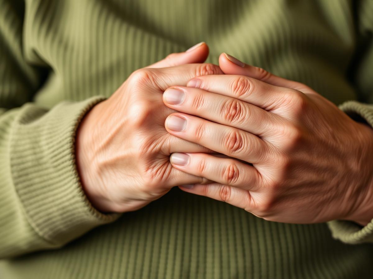 A carer gently holding the hands of an older resident